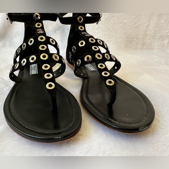 Black suede Prada T-Strap gladiator sandals, 36.5, great condition! - Picture 7 of 15